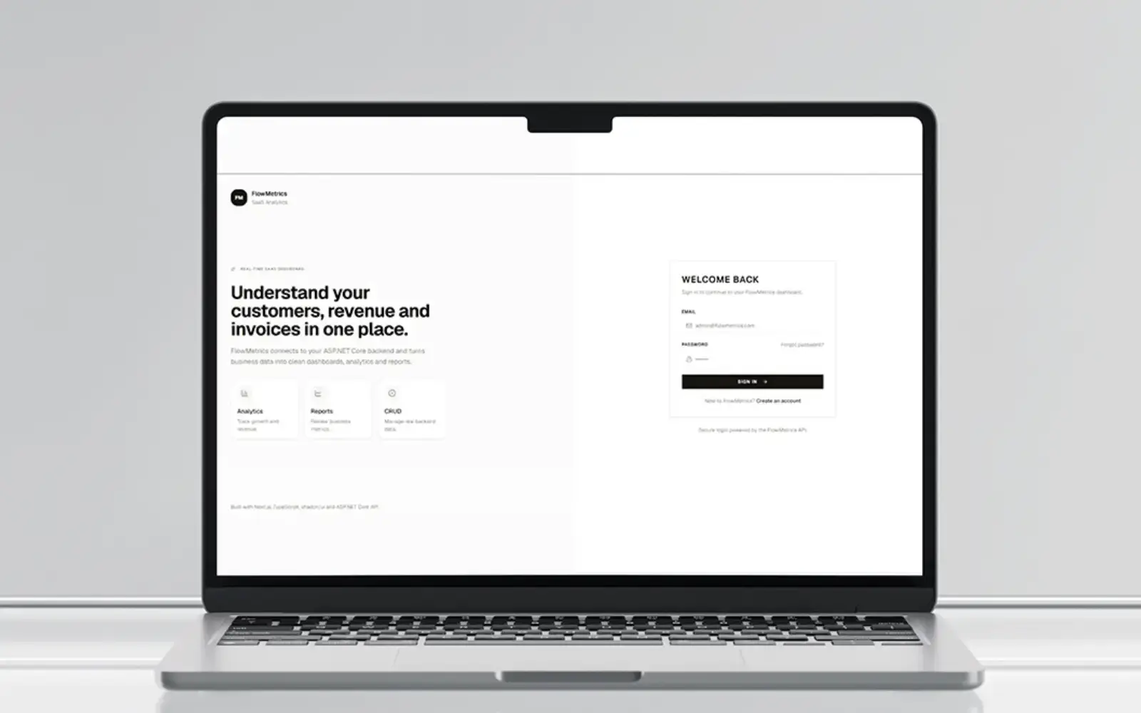 FlowMetrics SaaS analytics dashboard